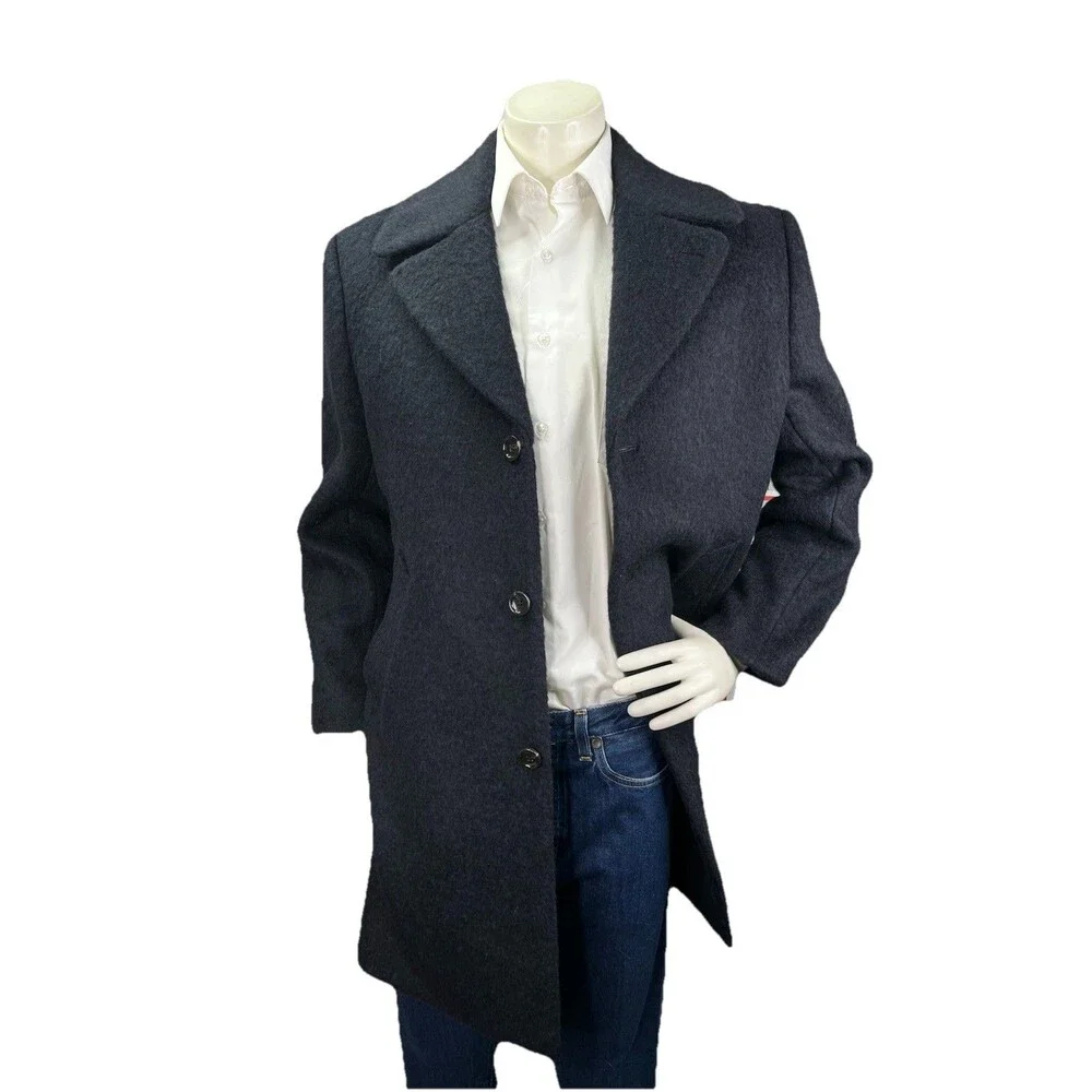 J.Crew Ludlow Men 38S Topcoat Heavyweight Italian Wool Navy Overcoat Peacoat